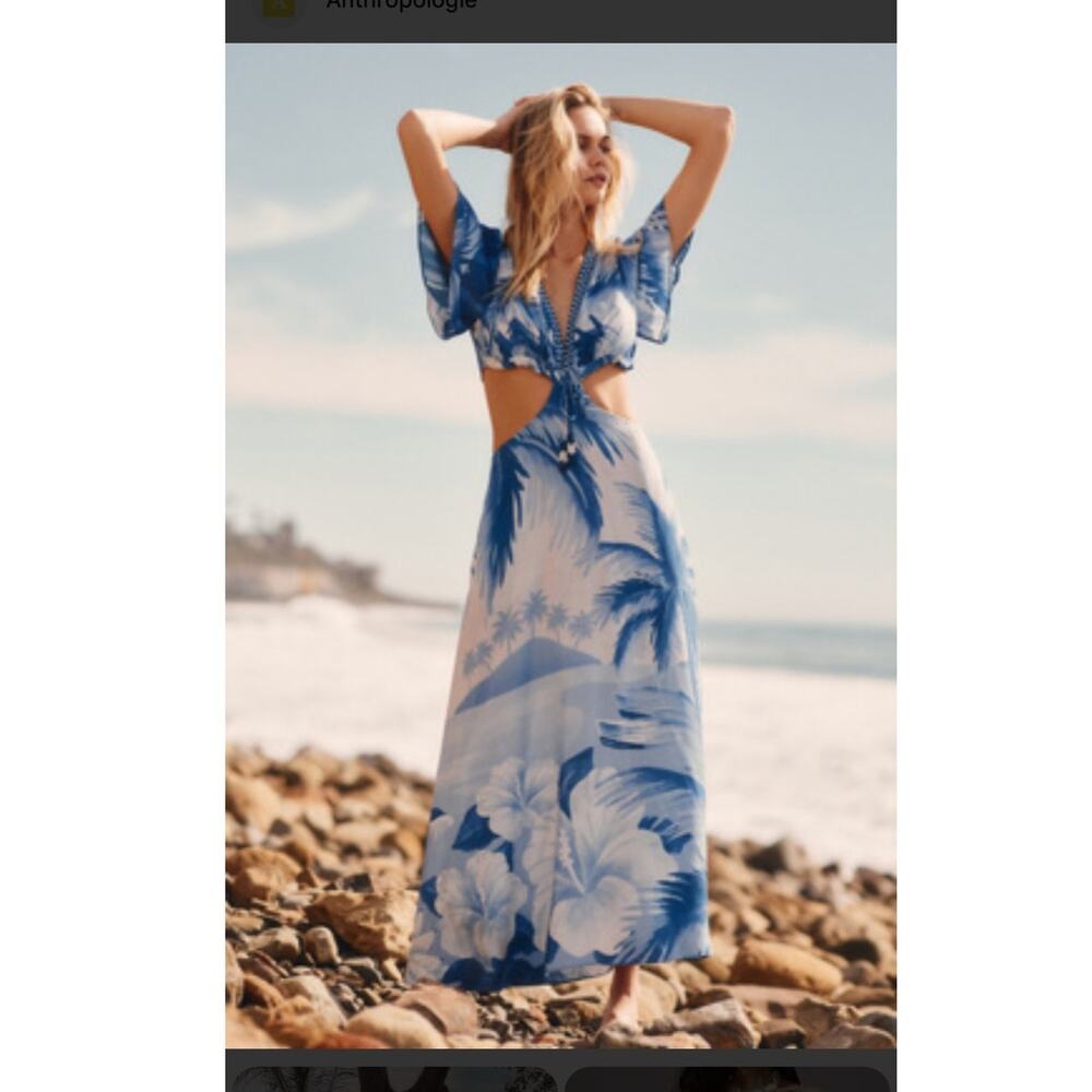 NWT FARM Rio x Anthropology Deserted Island Cutout Cover-Up Dress Size Medium
